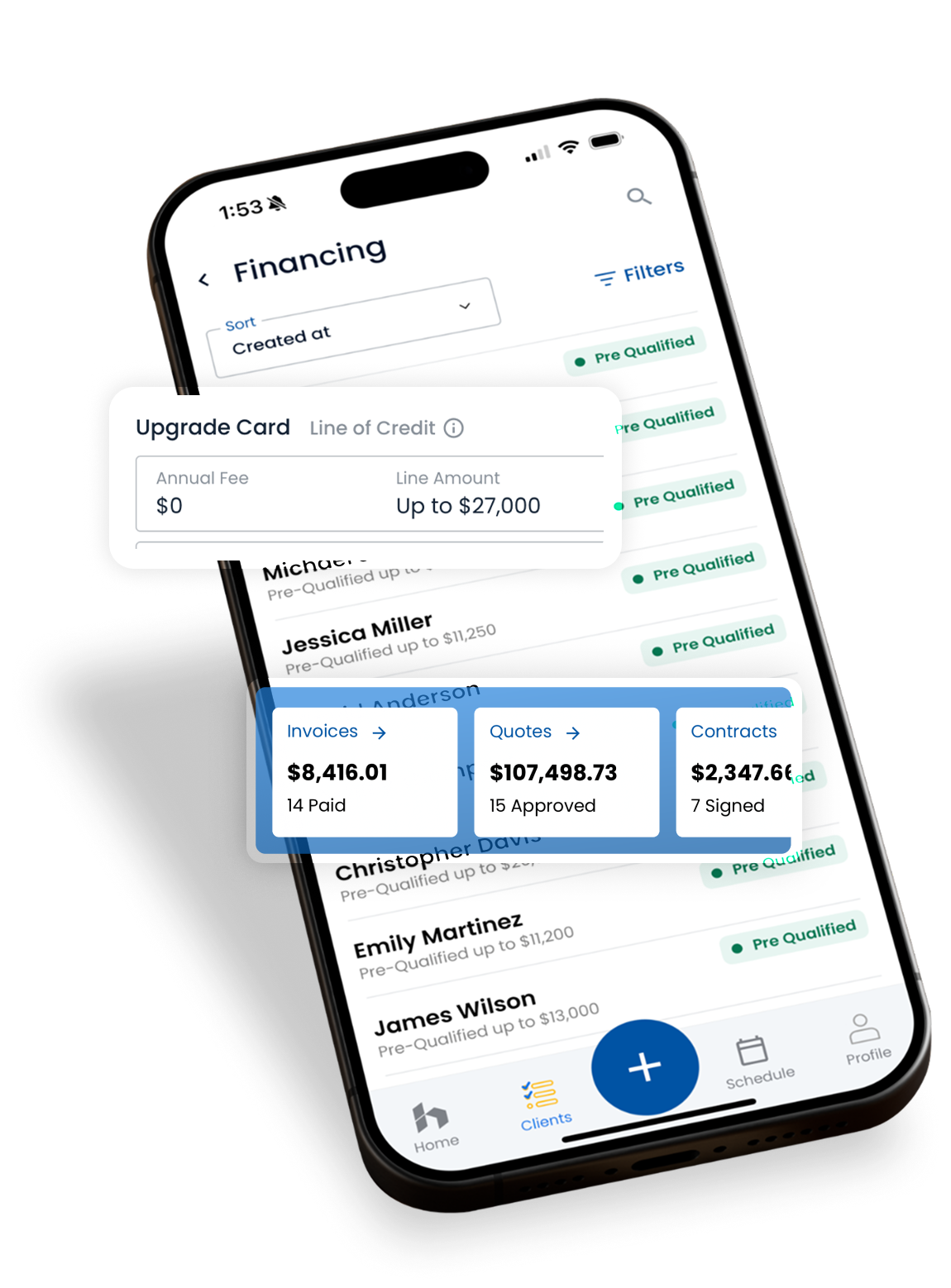 The Hearth app financing list