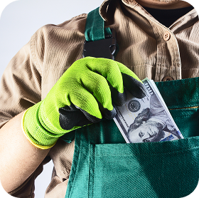 Contractor in work gloves
